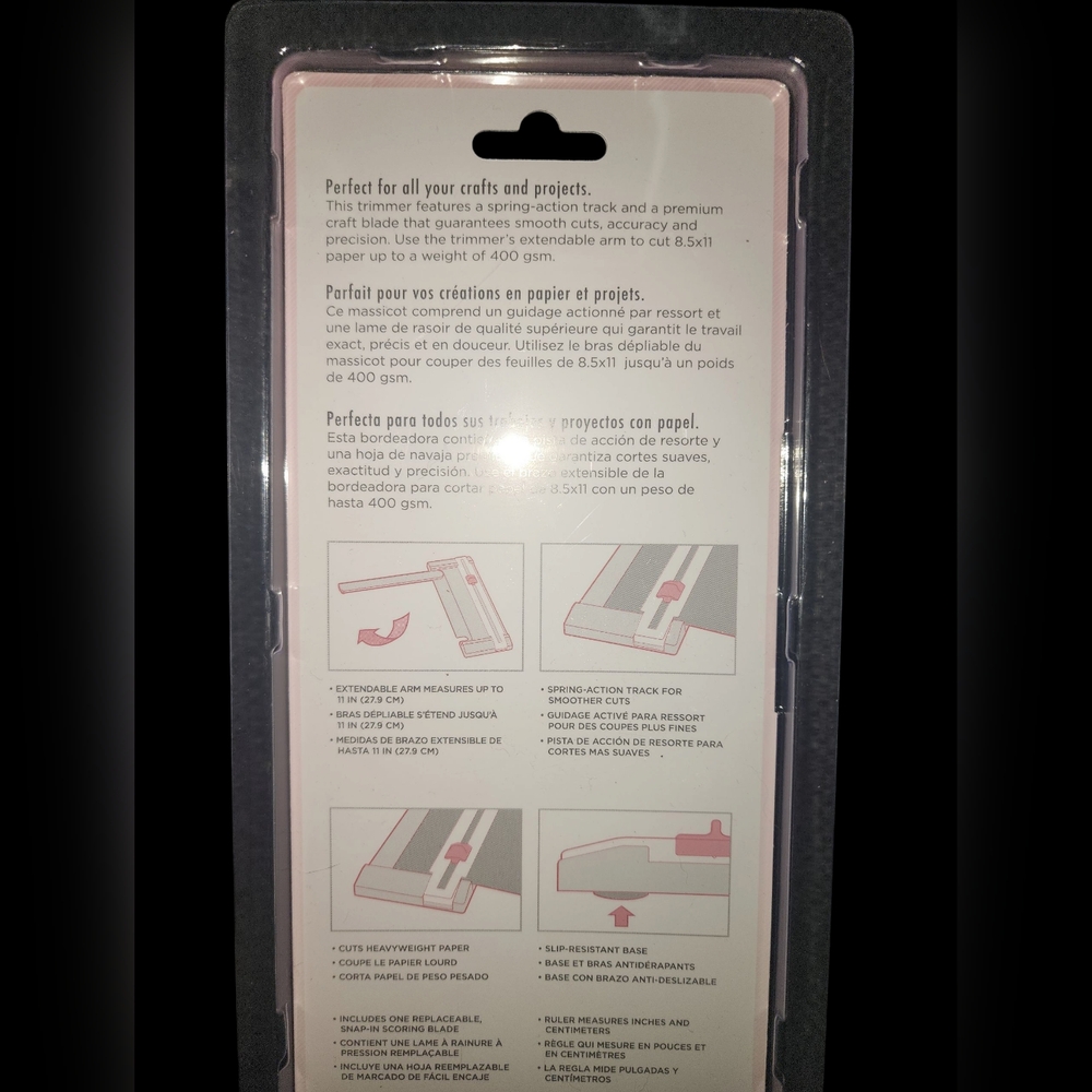 American Crafts Black and Pink Paper Trimmer 9in - Picture 3 of 4